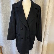 Vtg Forecaster of Boston Women  s Black Wool Pea Coat 10 Double Breasted Classic