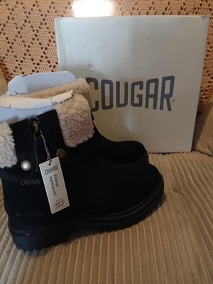 7 Womens Cougar Women's Black Suede Winter Boots with Shearling Lining