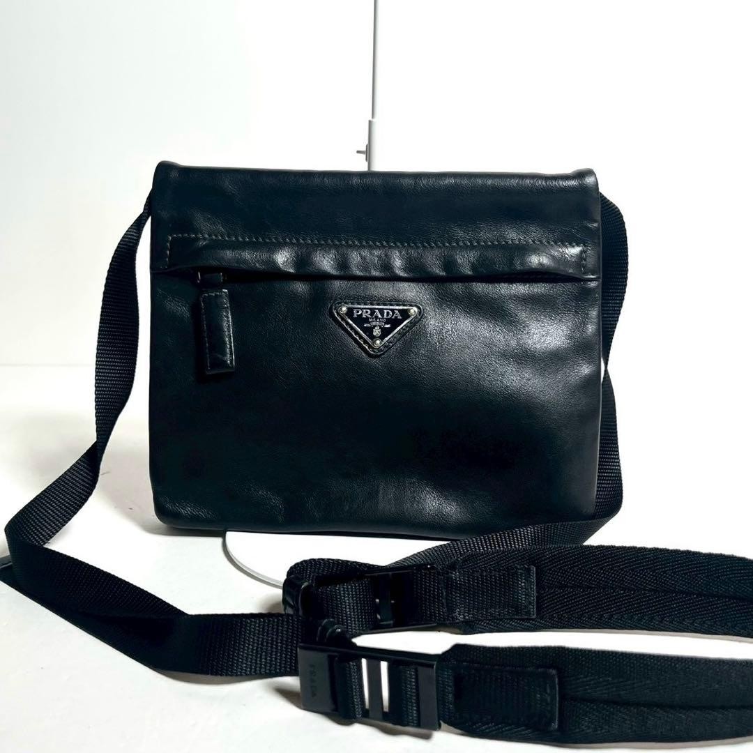 PRADA 2VH079 Calf Leather Shoulder Bag Black