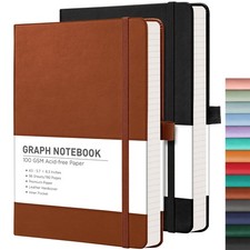 RETTACY Graph Grid Paper Notebook, 2-Pack, 192 Pages per Pack, A5 Medium Size...