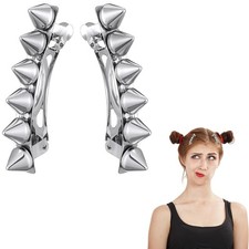2 Pcs Punk Spike Hair Clips Silver Goth Rivet Studded Hair Accessories for Wo...