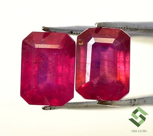 4.42 Cts Natural Ruby Octagon Cut Pair 8x6 mm Calibrated Loose Gemstones GF - Picture 4 of 6