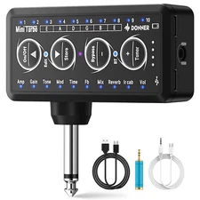 Donner Mini Turbo Guitar Headphone Amp with 10 Amp Models Tuner Multi-Effects