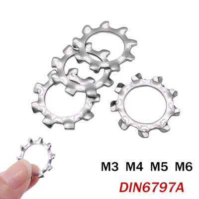 #ad #ad M3 M4 M5 M6 A2 Stainless Steel External Tooth Washer Shakeproof Washer DIN6797A $4.48