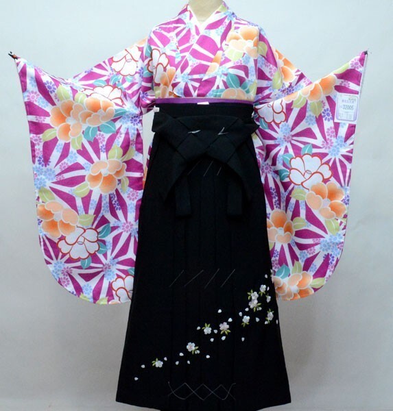 Furisode Kimono & Hakama & Obi sash set L Size Brand New