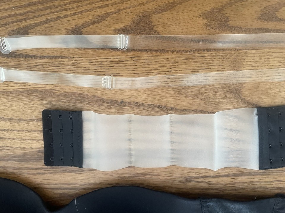 Women's black strapless bra, size 40 DD, padded, underwire, by Cacique