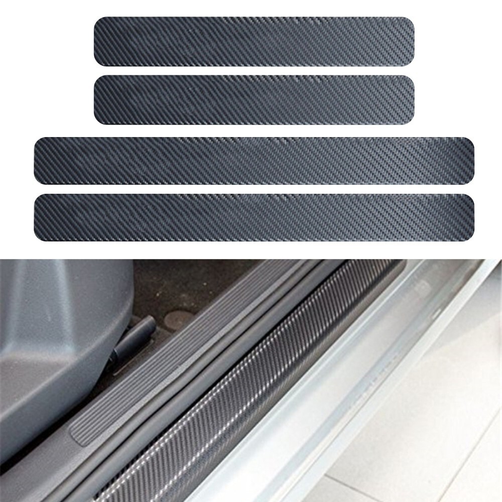 Car Door Plate Sill Scuff Cover Rear Guard Plate Sticker Decal Anti Scratch 4PCS