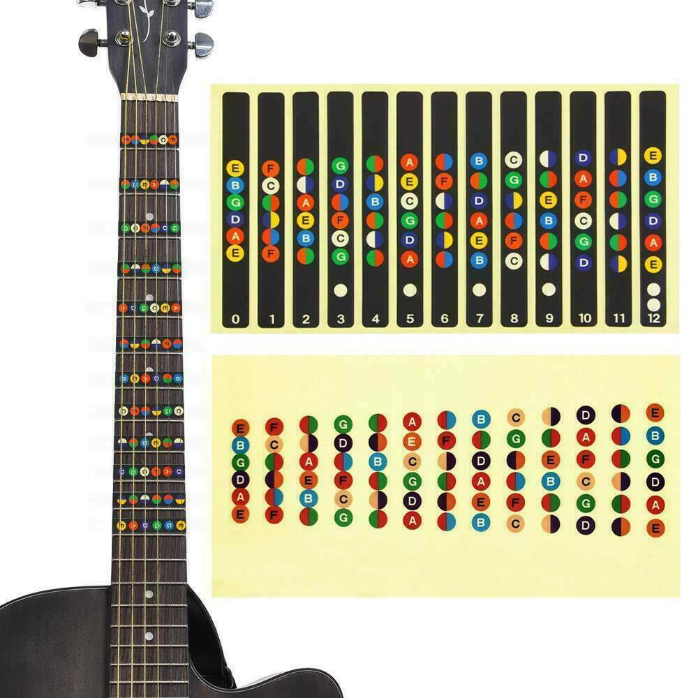 Bass Guitar Accessories Guitar Learning Kit - Fretboard Stickers, Chord  Chart \u0026 6 Picks For Beginners Bass Guitar Decals, image size:1000x1000