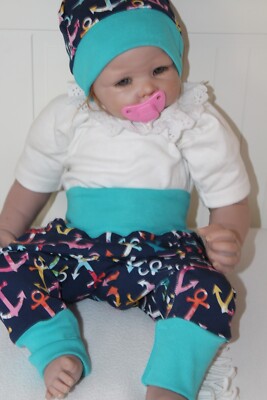 Babyset+Pumphose+Mütze-HandmadeÖko-Tex Baumwolle/elastanGr 56-62-68-anger-