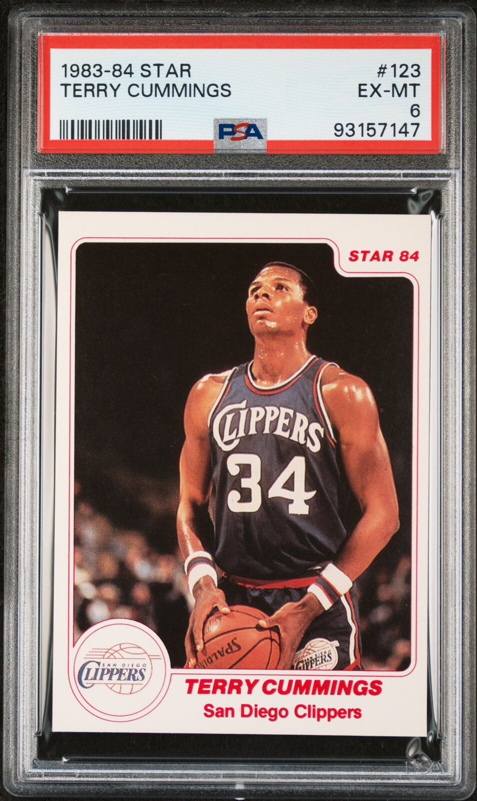 1983-84 Star #123 Terry Cummings Rookie RC PSA 6 EX-MT San Diego Clippers