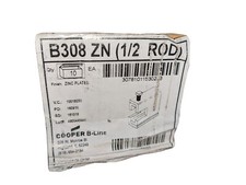 B-LINE B308 ZN BEAM CLAMP 1/2" ROD 1/2" SET SCREW 7/8 MAX FLANGE ZINC NIB OF 10
