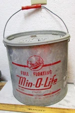 Vintage Frabill Min-O-Life floating Galvanized Metal Minnow Bait bucket, #1480