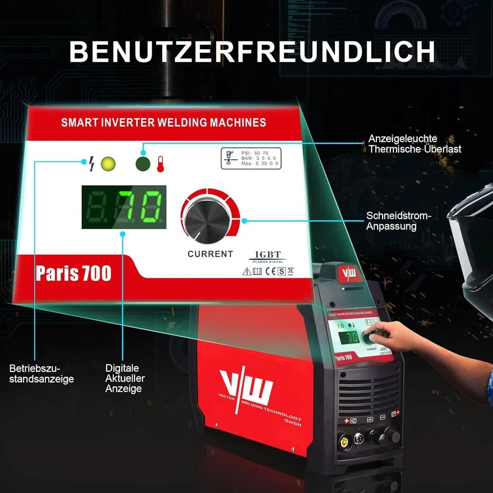 Plasma Cutter 70A IGBT, High Frequency Ignition (HF Pilot), Cutting 24MM | Paris 700 - Image 3 of 4