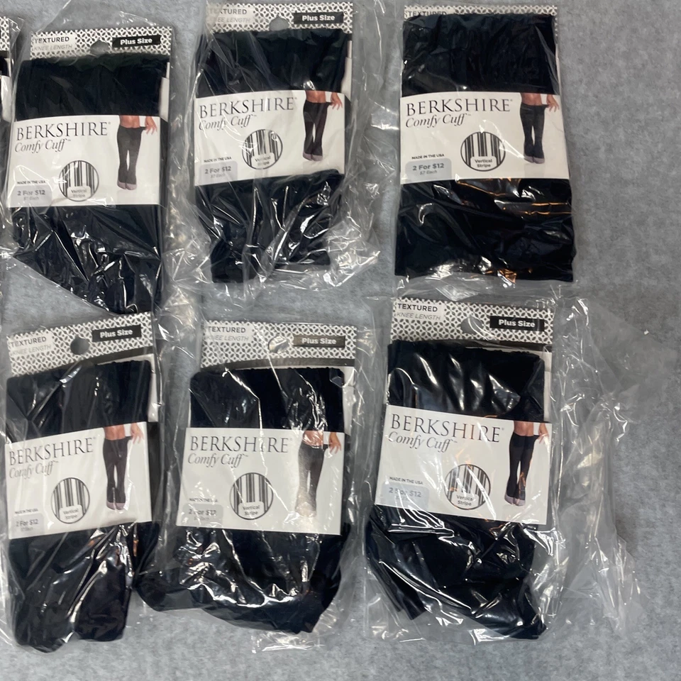 Lote de 10 calcetines de vestir Berkshire cómodos puños para mujer azul marino talla grande a rayas Foto 3 de 4