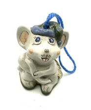 Louisville Pottery Mouse Ornament Stoneware Gray Hanging 1981 Vtg. Discontinued