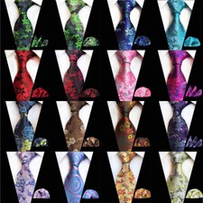 Men Floral Jacquard 8CM Neck Tie Handkerchief Hanky Pocket Square Set HZ353