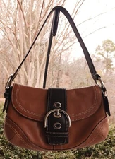 Coach F10909 SMALL Vintage British Tan & Brown Soho Leather Shoulder Bag