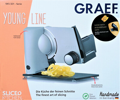 Graef SKS 321 Serie elektrischer Allesschneider + 2. Messer + Mini-Slice-Aufsatz