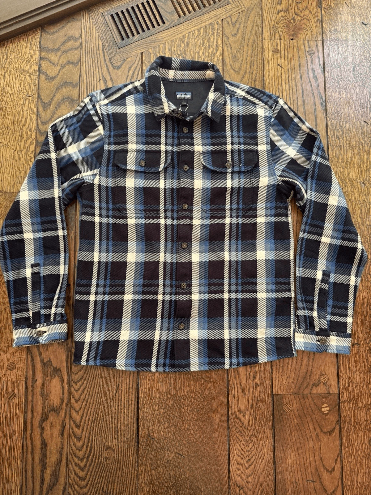Patagonia Men's Fjord Loft Shirt Coastal Sunset Blue Organic Cotton NWOT Small