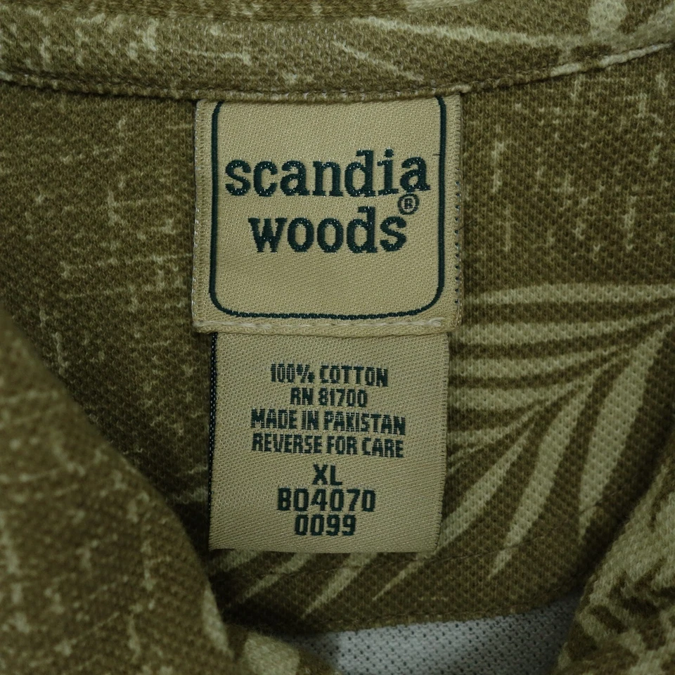 Camisa Polo Scandia Woods Hombre Talla XL Beige Hawaiana Floral Manga Corta Cuello Foto 3 de 4