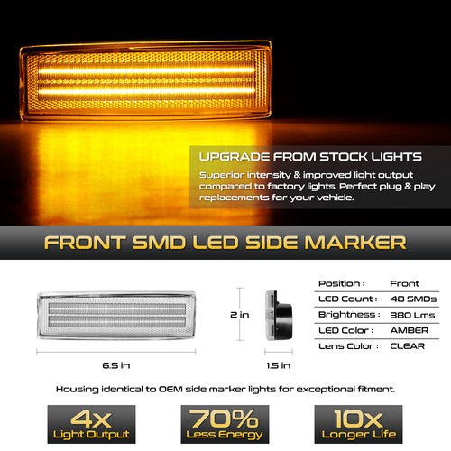 2X Front LED Side Marker Lights Amber For Chevy S10 GMC Jimmy S15 Oldsmobile EA - Foto 2 di 7