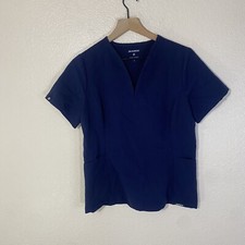 Jaanuu Calix Scrub Top Womens Sz Small Navy Blue Pullover Short Sleeve