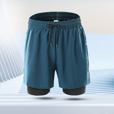 Men's Double-Layer Beach Shorts Drawstring Comfort Men's Swimming Trunks