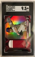 2022 Topps Chrome Club Threads AARON NOLA Game Used Patch Red SP /5 SGC 9.5