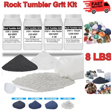 8 LBS Rock Tumbler Grit Kit & Ceramic Tumbling Filler Media Polish Large Weight