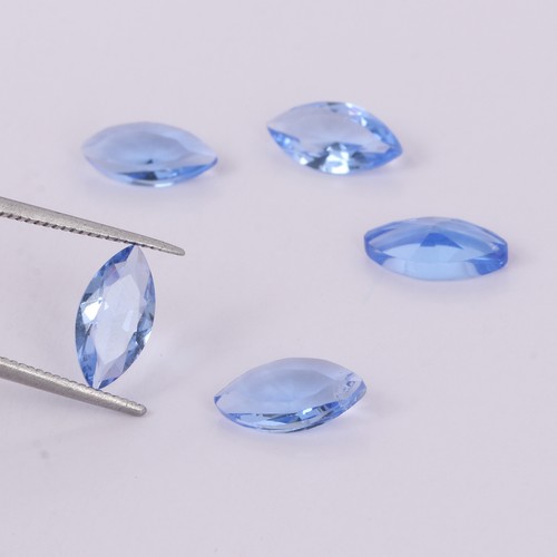 3.5 Ct./9 mm Marquise Cut Blue Topaz Gemstones 5 Pcs Lot For Jewelry Setting - Picture 4 of 7