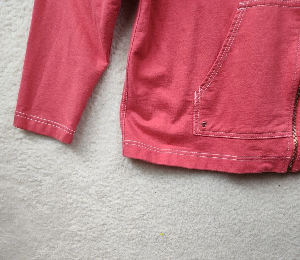 Jones New York Women Sweatshirt 2X Pink Cotton Blend Full Zip Hooded Regular Fit - Image 4 of 4