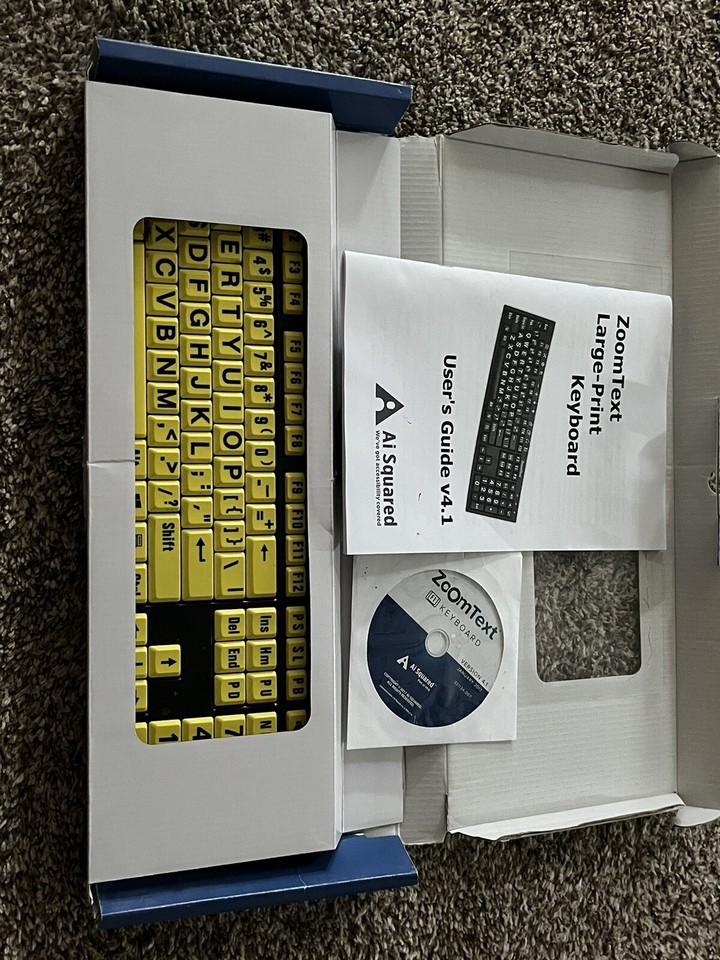 ZoomText Large Print Keyboard Freedom Scientific Black Yellow, Open Box