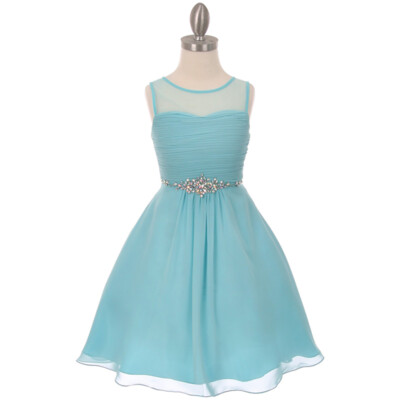 AQUA Size 12 Flower Girl Dress Bridesmaid Wedding Graduation Birthday Party