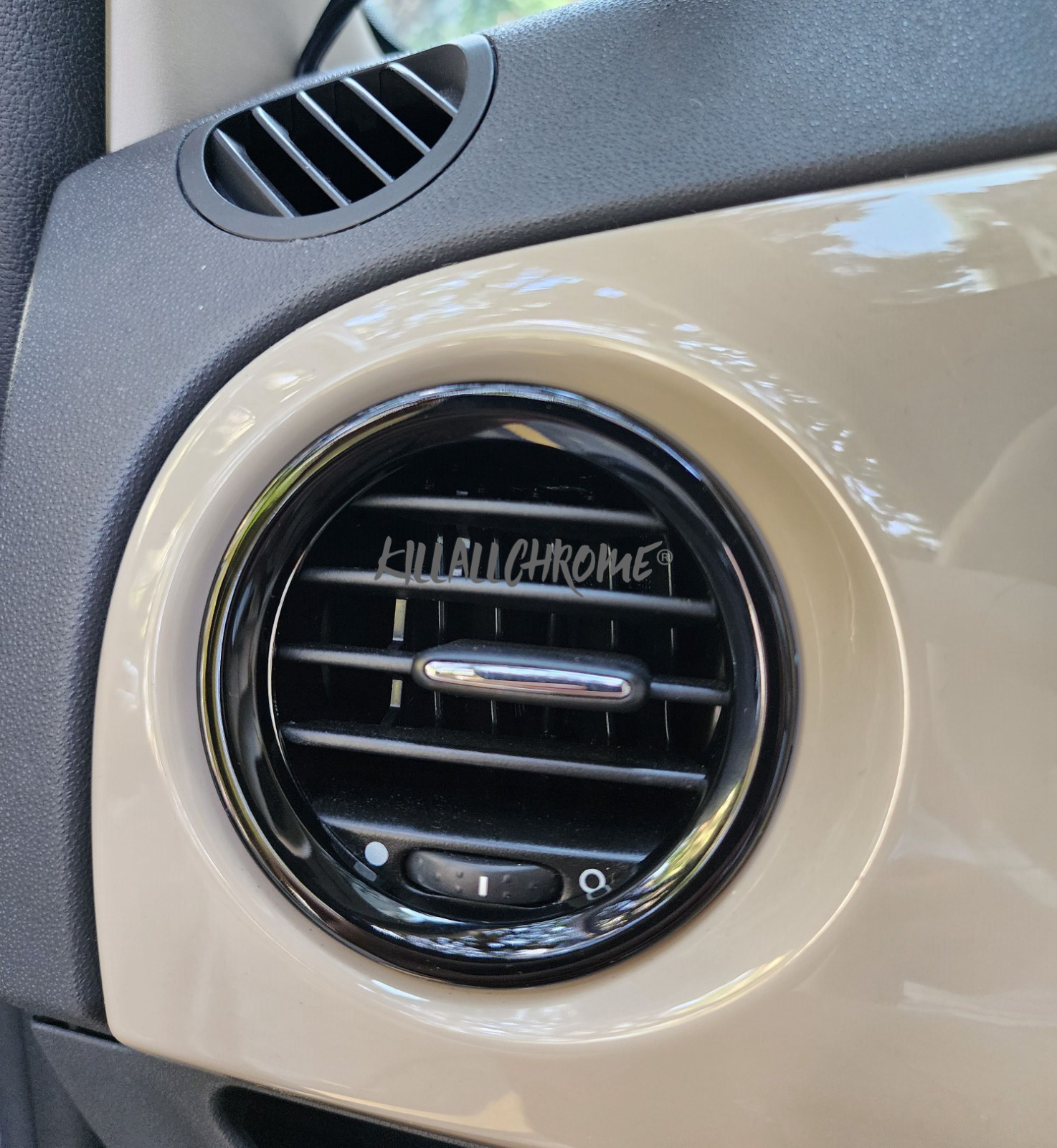 Abarth Air Vent Trim Covers Series 3 Fiat 500 2007 - 2015 Gloss Black