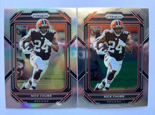 (2) 2022 Prizm Nick Chubb Silver Holo Prizm #67 + Base Cleveland Browns