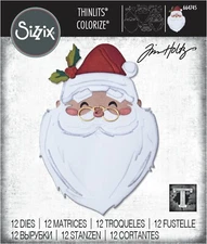 New, Retired Sizzix Thinlits Santa's Wish Colorize 12pc #664745 Retail $34.99