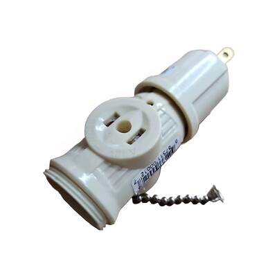 PULL CHAIN MEDIUM  SOCKET Plug In Light Bulb ADAPTER  2 Electric OUTLETS PLUGS 