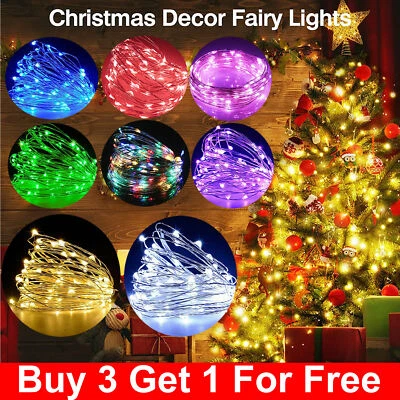 TOP5AUK 20/50/100 LED Battery Operated String Fairy Lights Christmas Tree Decoration UK