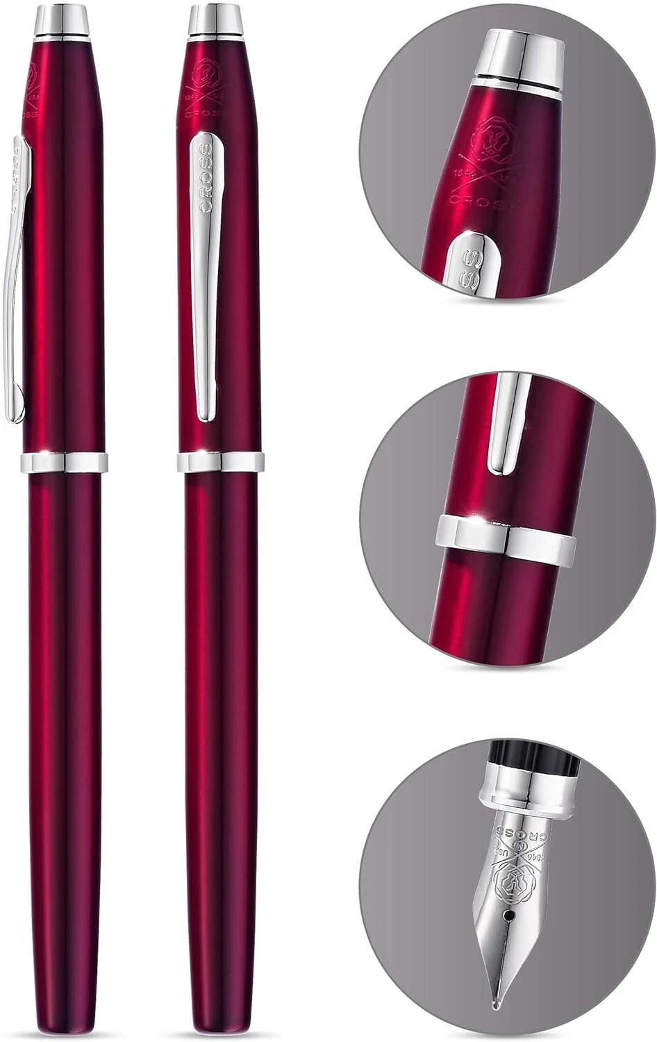 Cross Century II Translucent Plum Lacquer Fountain Pen with Rhodium-Plated Appointments Item# AT0086-114 - Image 2