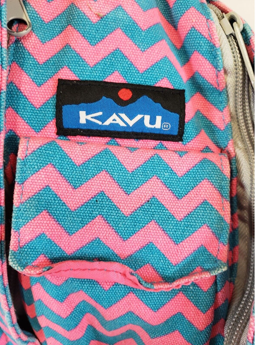 Kavu ROPE Sling Backpack PINK BLUE ZIG ZAG Bag Canvas Cotton  display picture 3