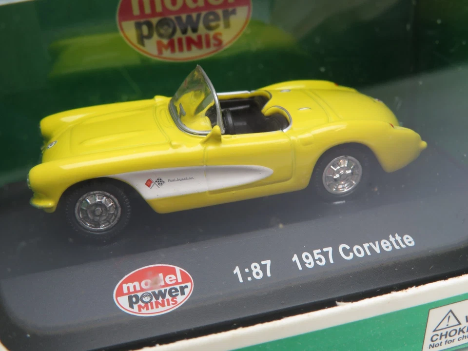 347HO - Model Power Minis 19259 H0 - 1957 Corvette Cabrio gelb - top in OVP - Bild 2 von 3