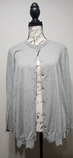 Crown  Ivy Lightweight 3/4 Sleeve Cardigan Scalloped Btm Grey Perfect 4 Summer