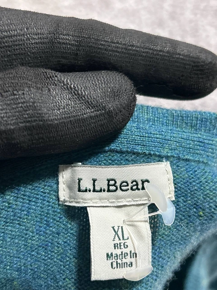 Suéter LL Bean para mujer XL verde cachemir calce clásico tejido ajustado ribete acanalado Foto 4 de 4
