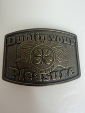 vintage DUBLIN YOUR PLEASURE irish twins IRELAND western BRASS cowboy ae