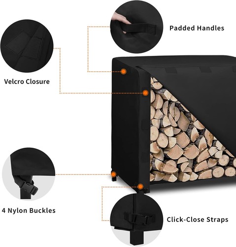 Easy-Going Copertura per Log Rack da Esterno 4 Piedi Impermeabile 4 FT (solo Copertura), Nero - Foto 4 di 7