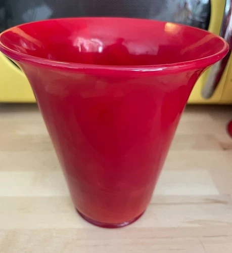 Fenton Pre Logo Flared Vase - Mandarin Red - 1930s - EUC