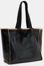 Image of All Saints Izzy Metallic Shearling Reversible Tote Bag Brand New RRP £499
