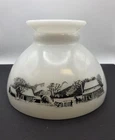Vintage White Milk Glass 8” Diameter “CURRIER & IVES” Lamp Shade