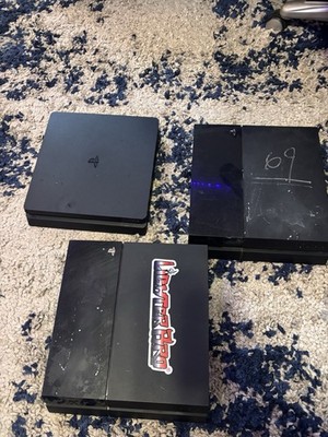 Sony PS4 Pro + PS4 Slim + PS4 Console Lot - 2 Power On - No Hard Drives - Parts