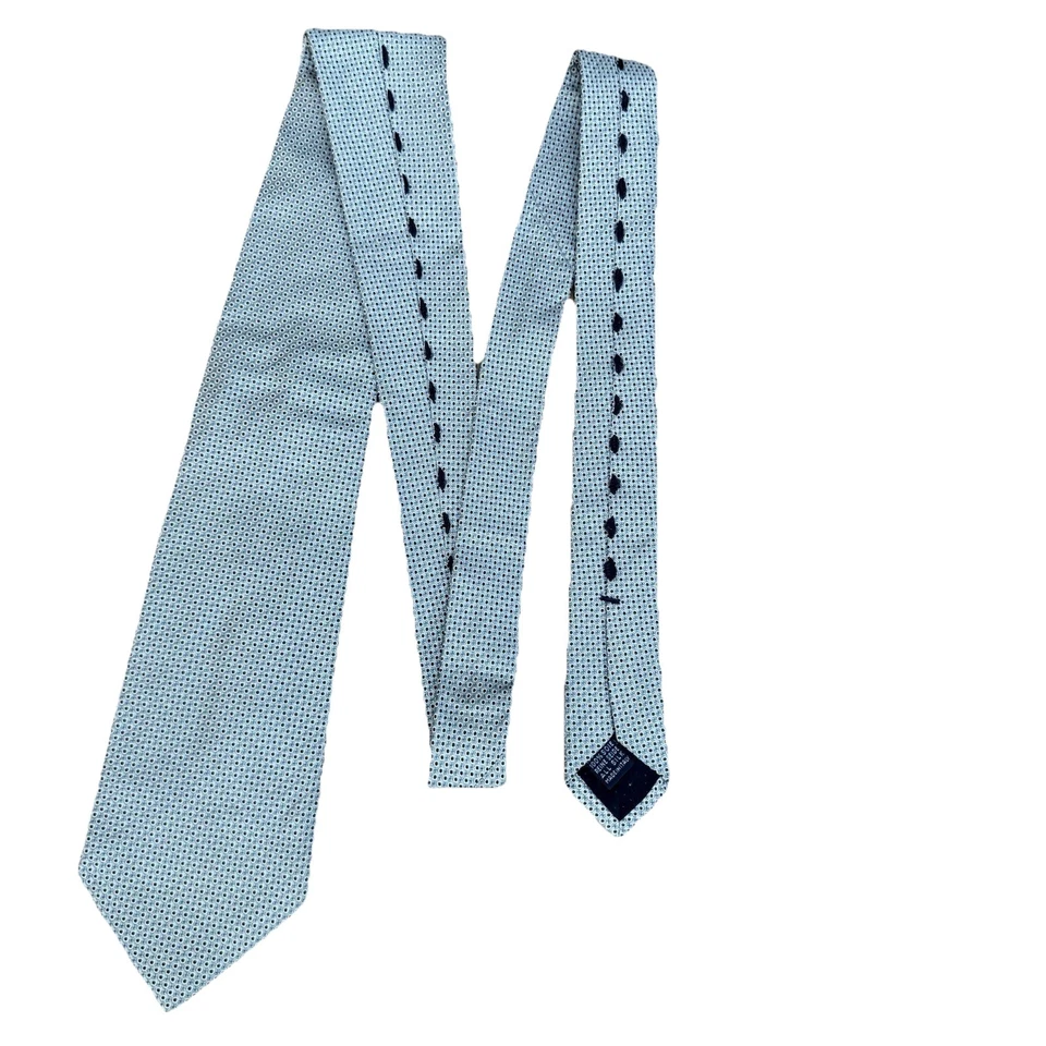 MASSIMO BIZZOCCHI Italian All Silk Tie Teal Blue and Brown Geometric 56 x 3.7/8 - Image 3 of 4